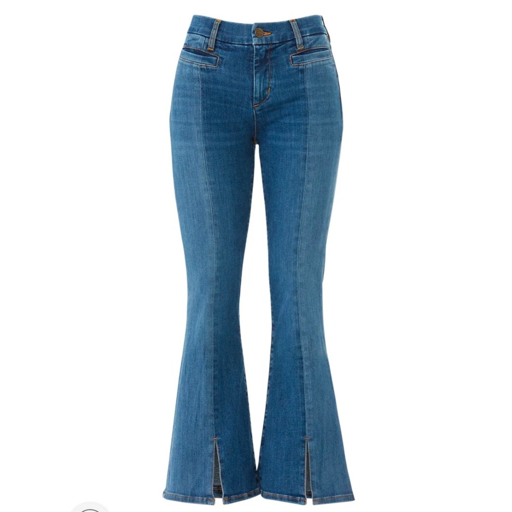 M.i.h Jeans Two Tone Panel Flare Split Hem Denim Jeans Blue 29